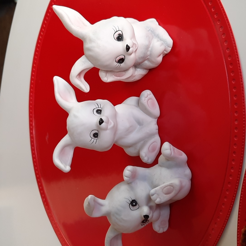 Vintage Homco Ceramic Bunny Rabbit Figurines Set of 3 🐇🐰🐇